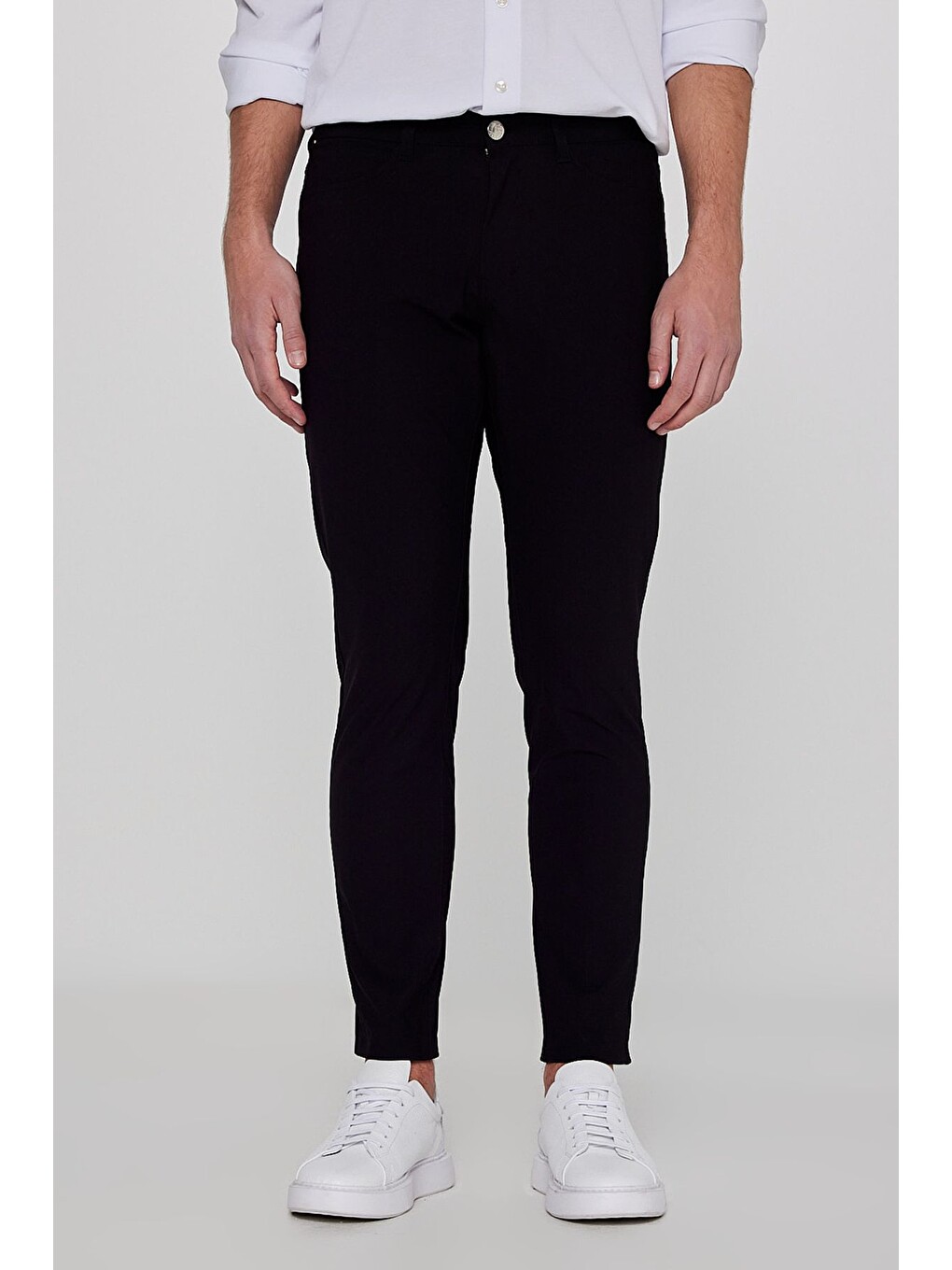 Regular Fit Normal Kesim Dar Paça 5 Cep Siyah Casual Pantolon-2