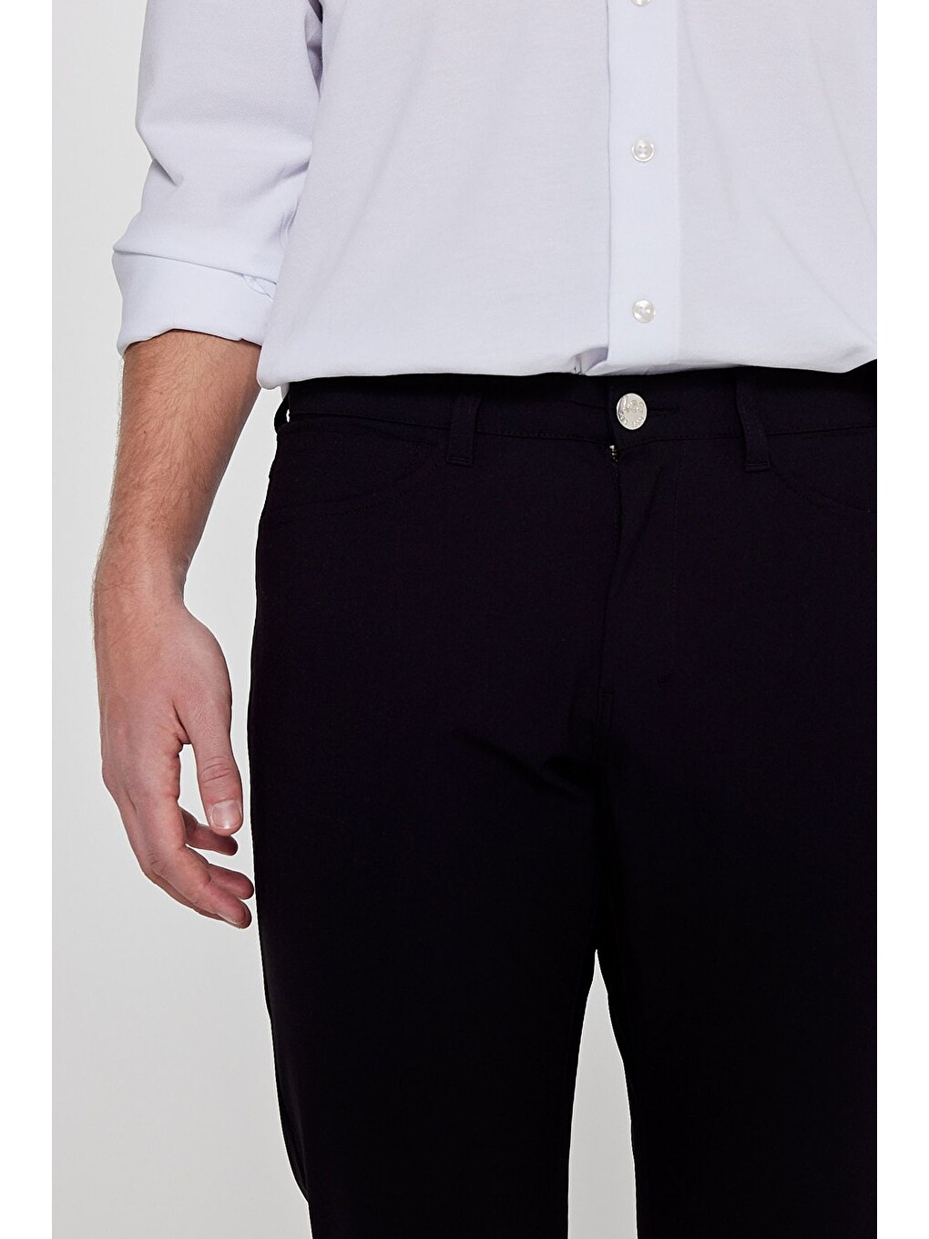 Regular Fit Normal Kesim Dar Paça 5 Cep Siyah Casual Pantolon-4