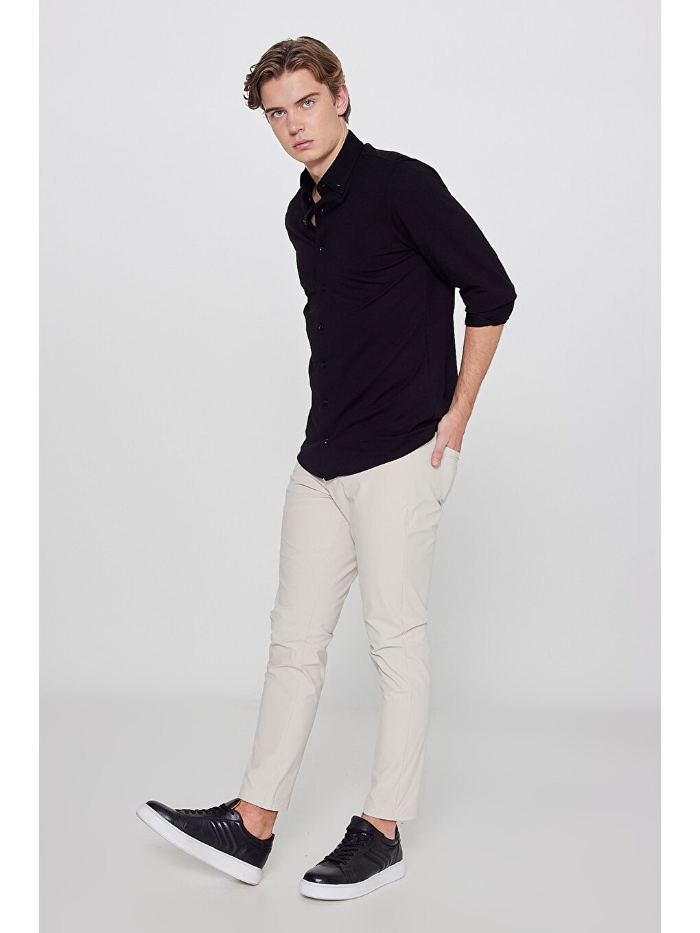 Regular Fit Normal Kesim Normal Bel Dar Paça 5 Cep Casual Bej Pantolon-1