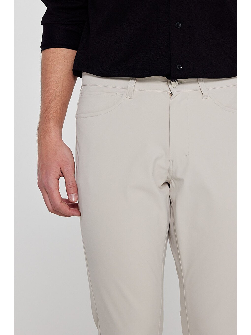 Regular Fit Normal Kesim Normal Bel Dar Paça 5 Cep Casual Bej Pantolon-4
