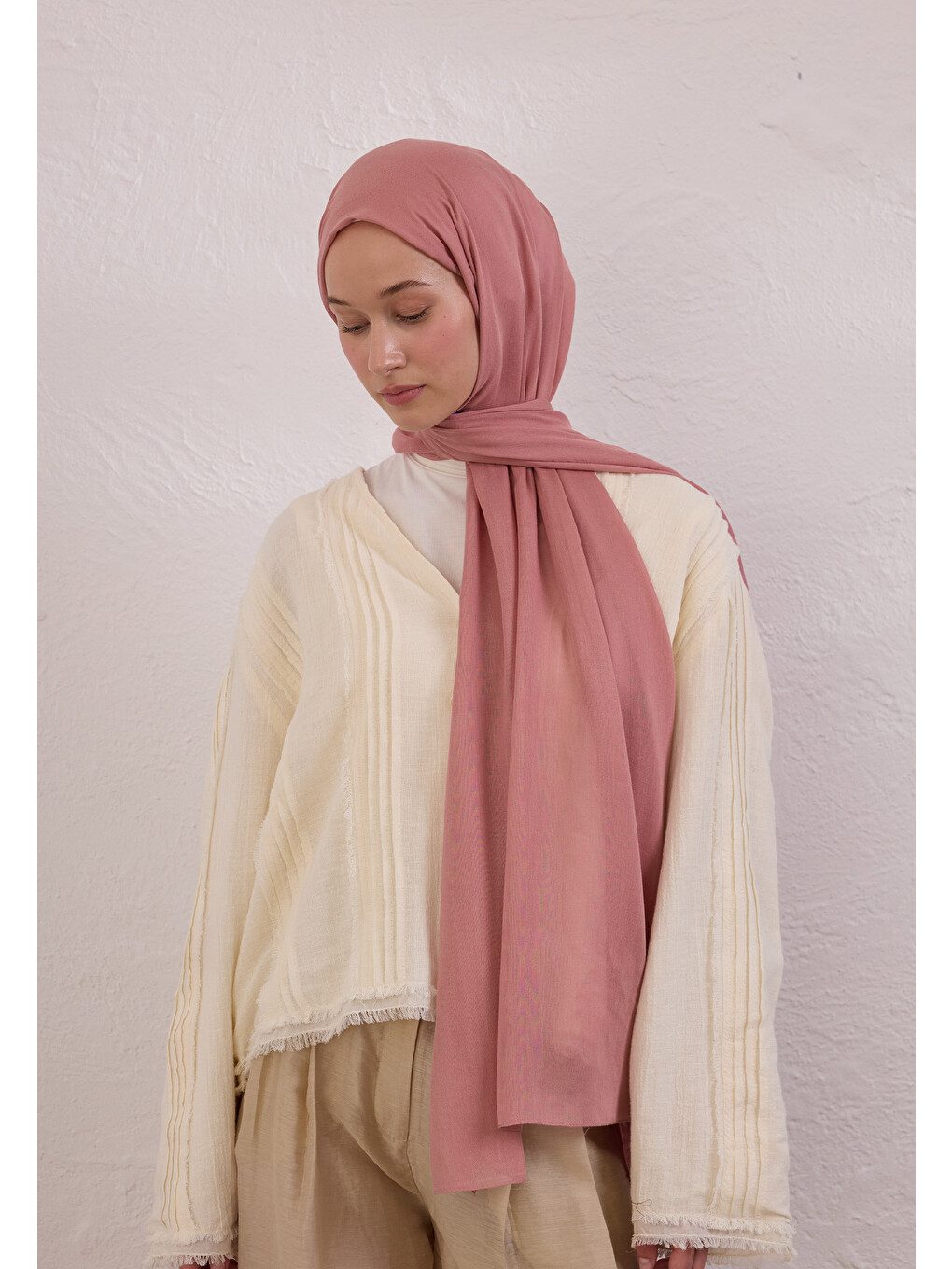 Pembe Soft Viskon Şal Gülkurusu-3