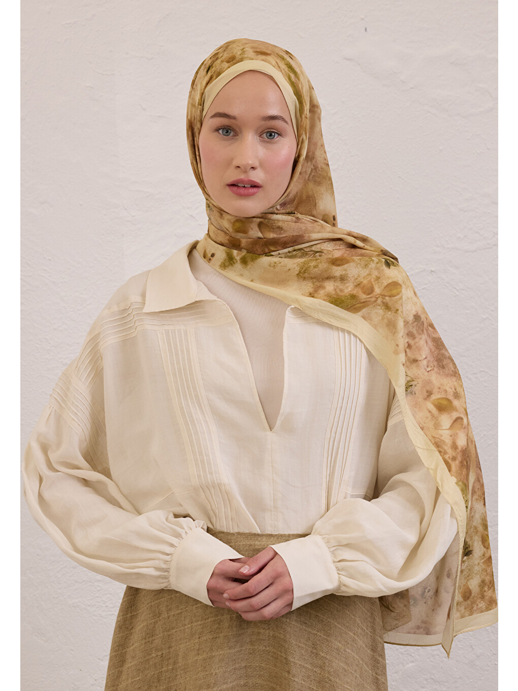 Naomı Desen Rami Şal Bej-5