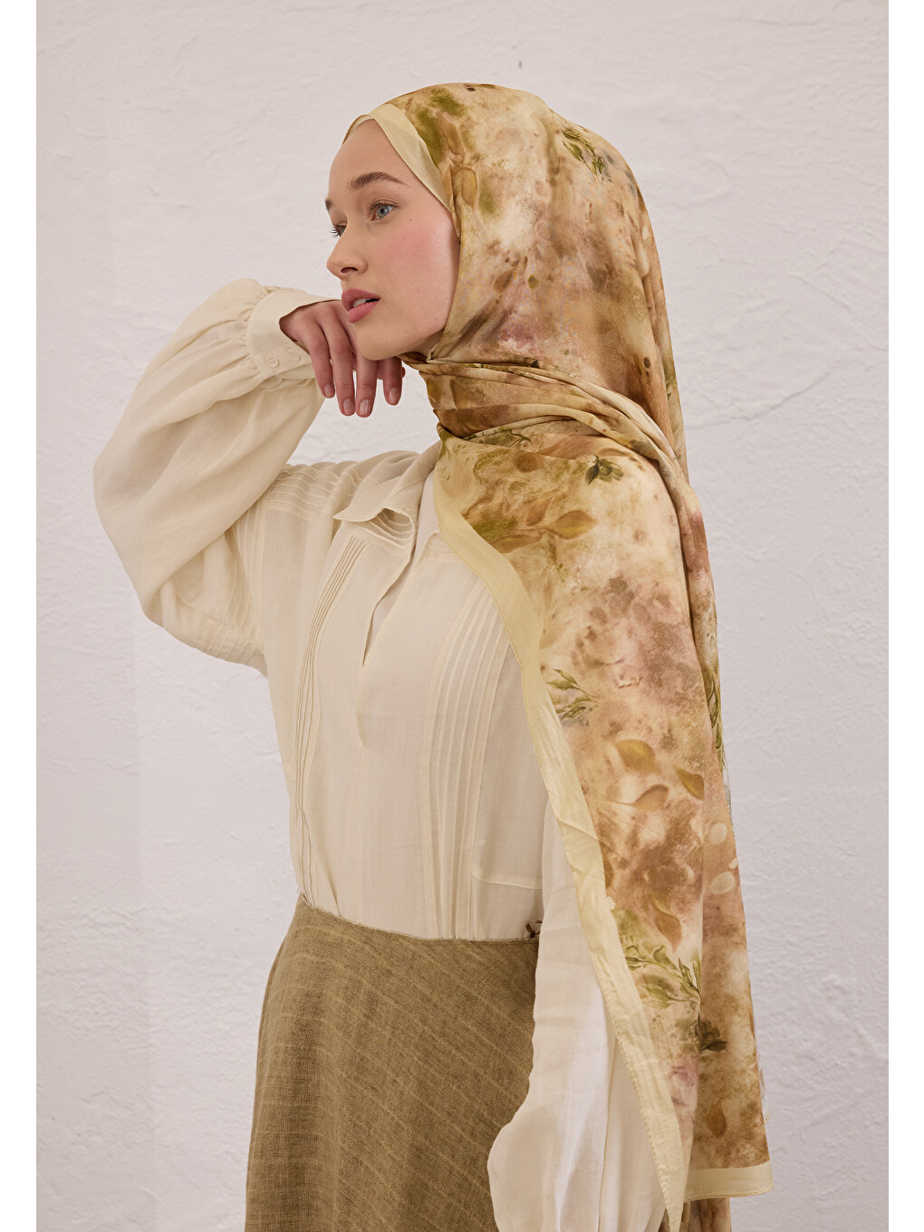 Naomı Desen Rami Şal Bej-1