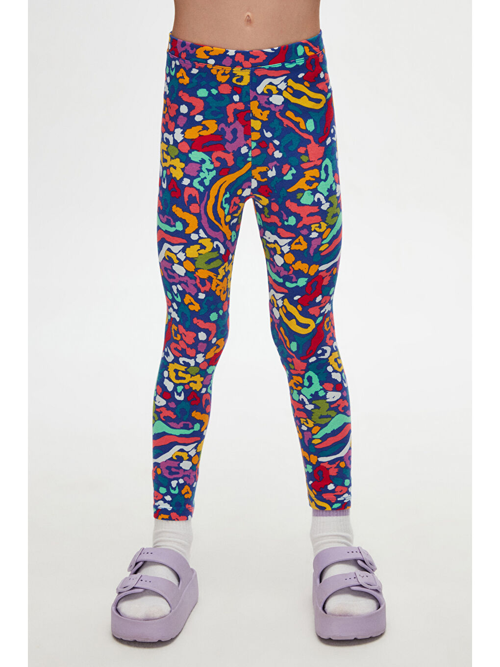 Karışık Kız Çocuk Abstract Leopard Desen Tayt-1