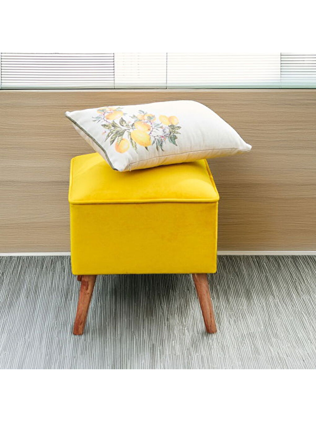 Kahverengi Mola Puf - Hardal - 44x41x41 cm