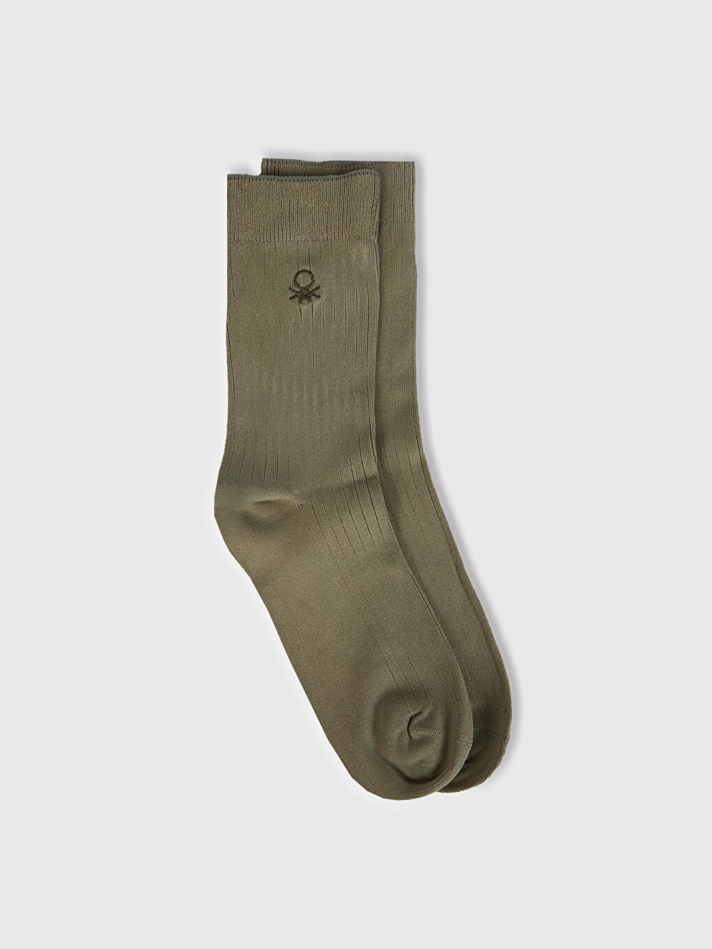 Unisex Bej Viskoz Karışımlı Logo İşlemeli Uzun Soket Çorap