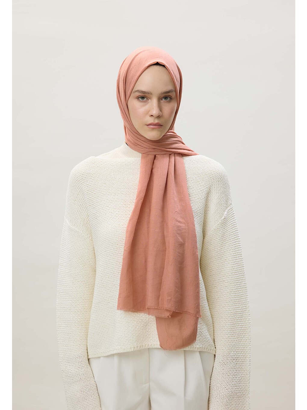 Pembe Bambu Şal Şeftalı-1