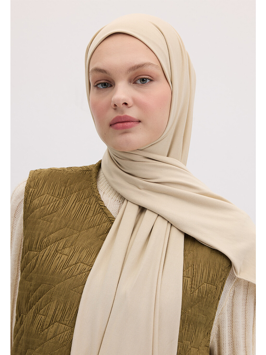 Bambu Penye Şal Bej-2