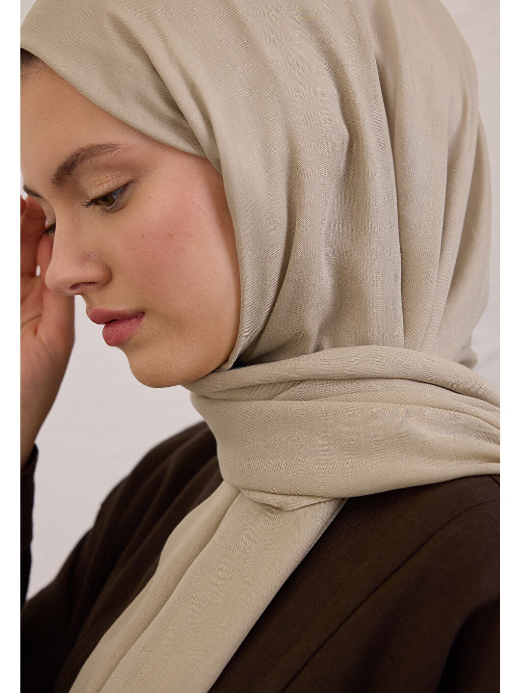 Naturel Bej Soft Viskon Şal-6