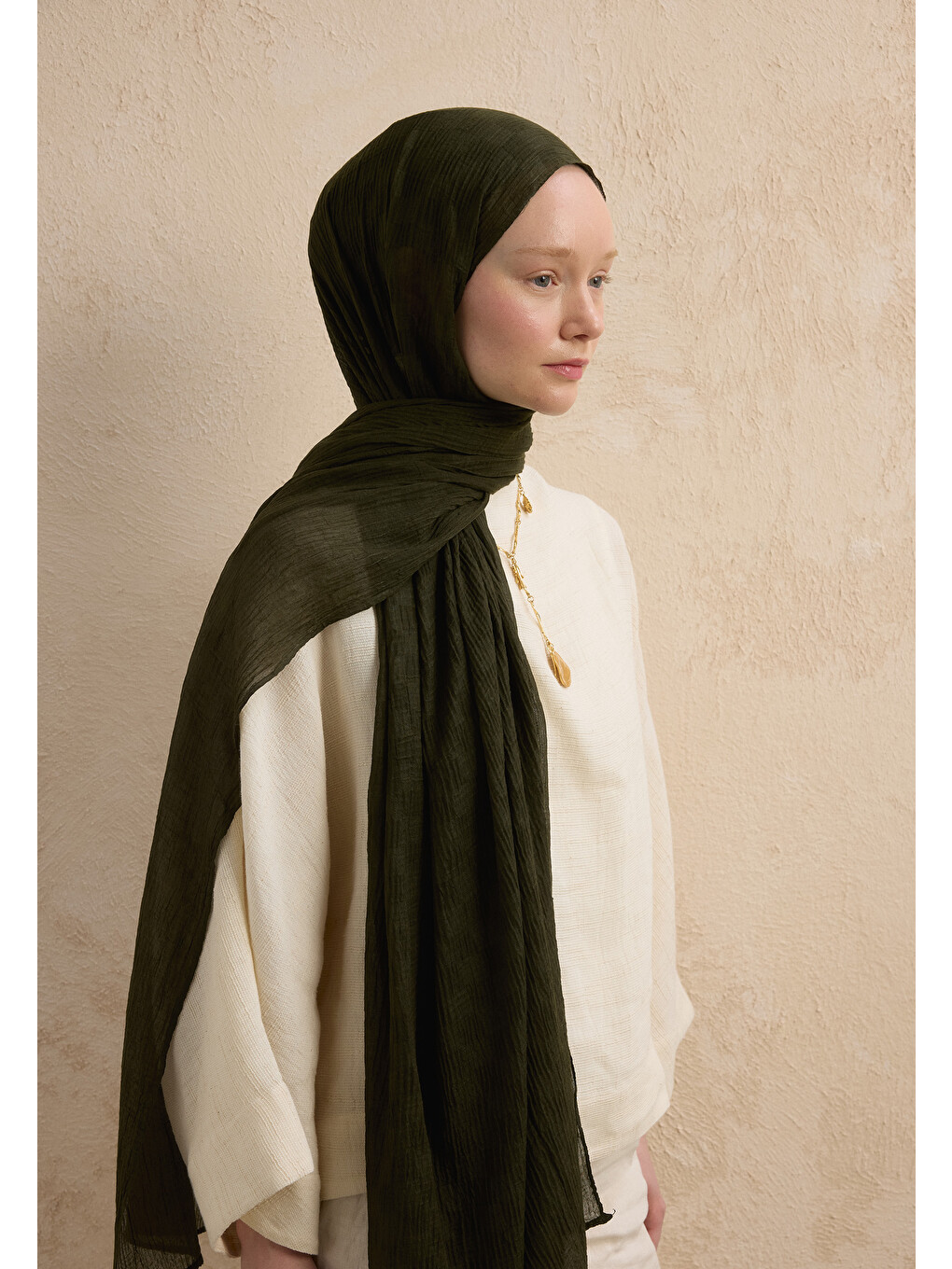Modal Damalı Şal Asker Yeşili-1
