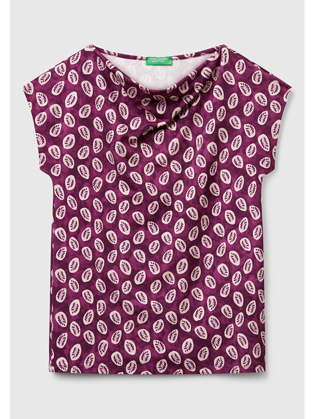 Kadın Mürdüm Desenli Kolsuz T-shirt-1