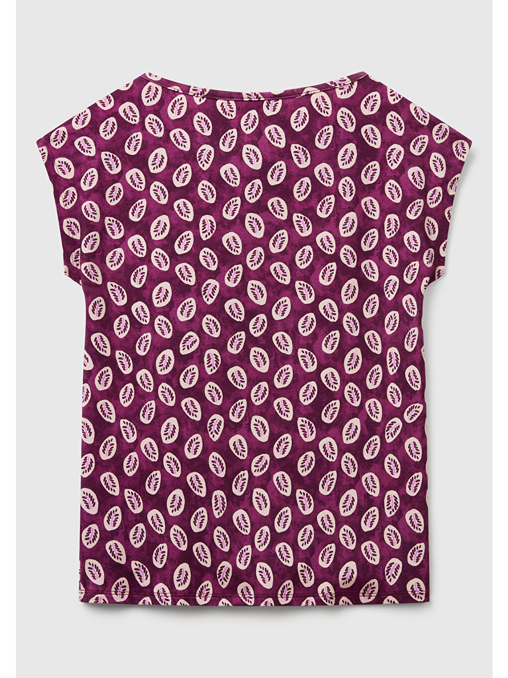 Kadın Mürdüm Desenli Kolsuz T-shirt-3