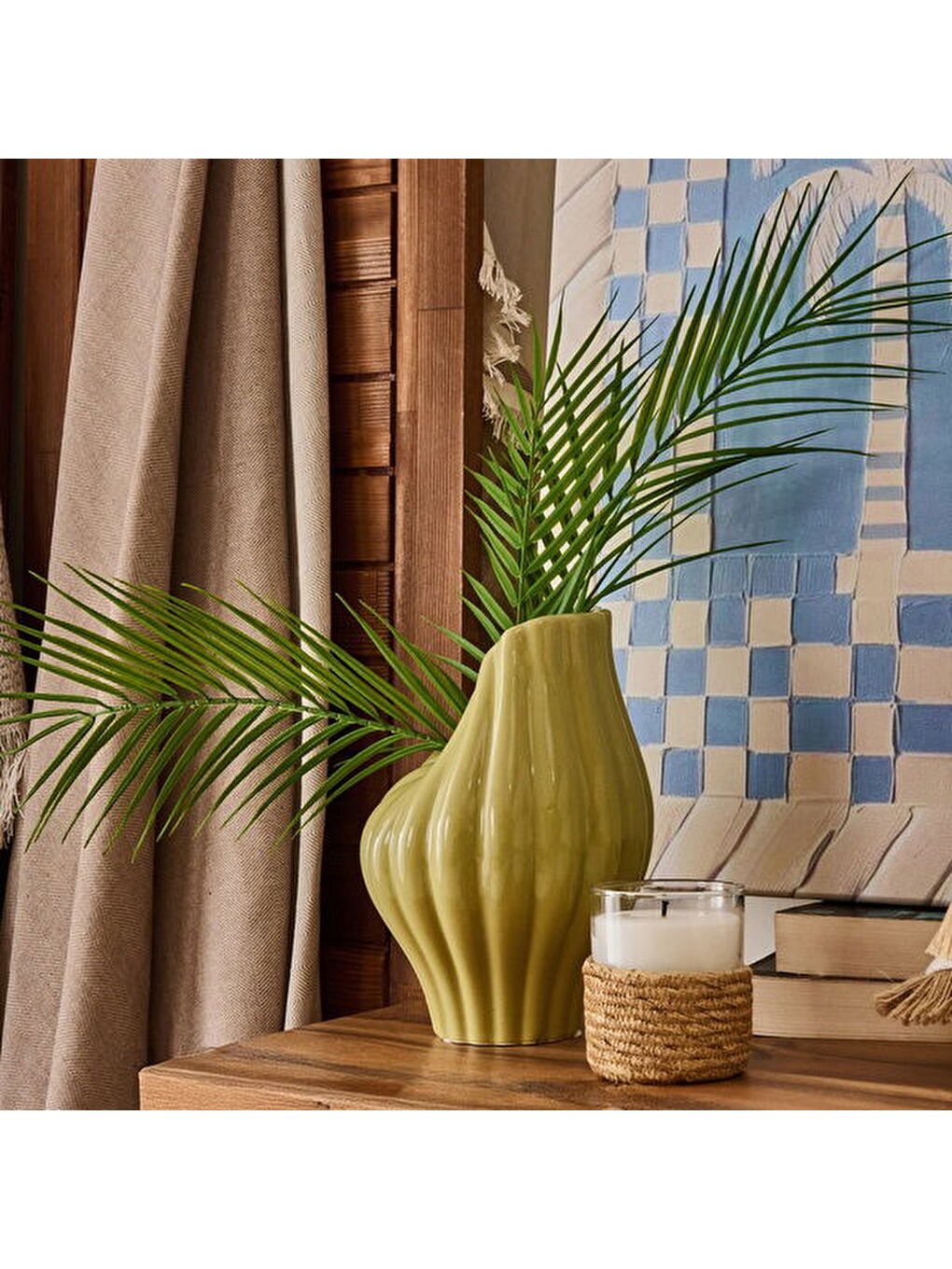 Deco Palm Breeze Vazo - Yeşil - 24 cm