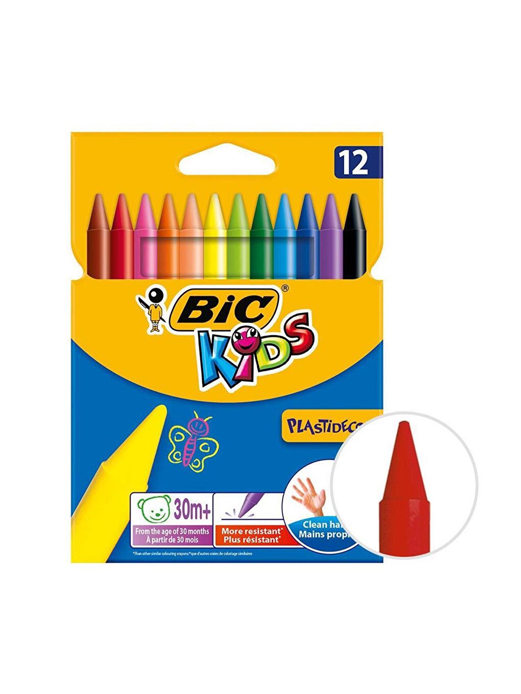 Bic Beyaz Kids Plastidecor Silinebilir Mum Pastel Boya 12 Renk