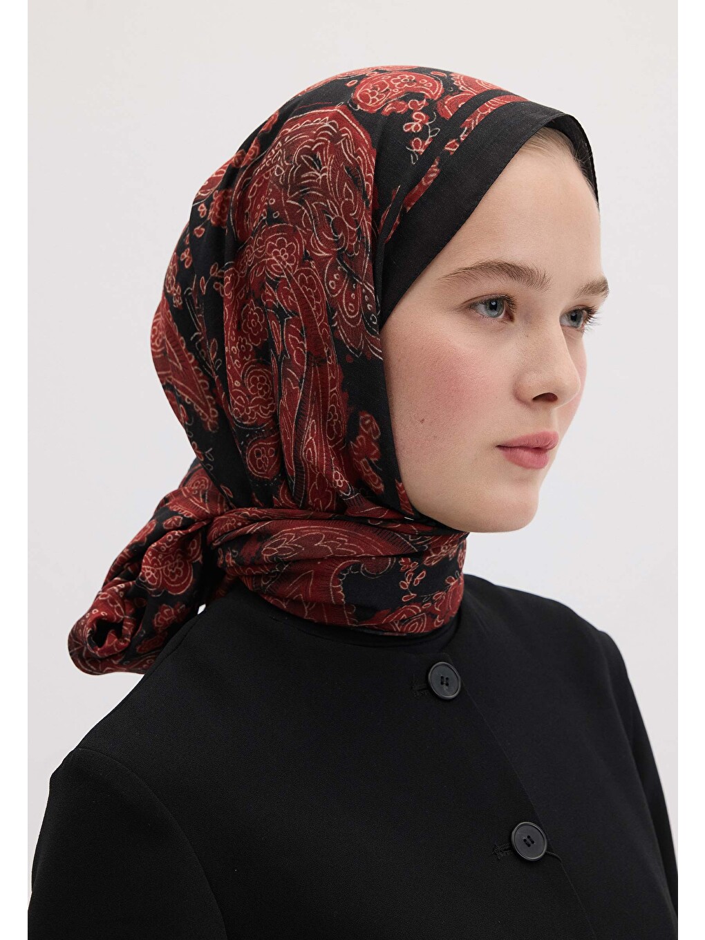 Bordo Freda Desen Şal Kızıl-2