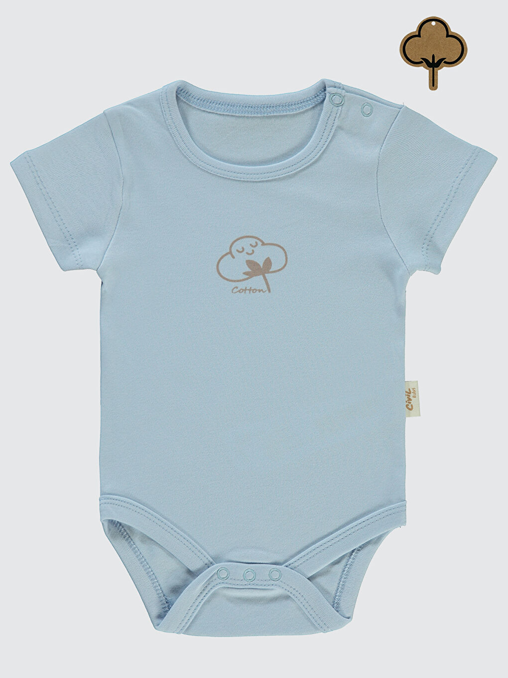 Baby Bebek Organik Çıtçıtlı Badi 0-18 Ay Mavi-1