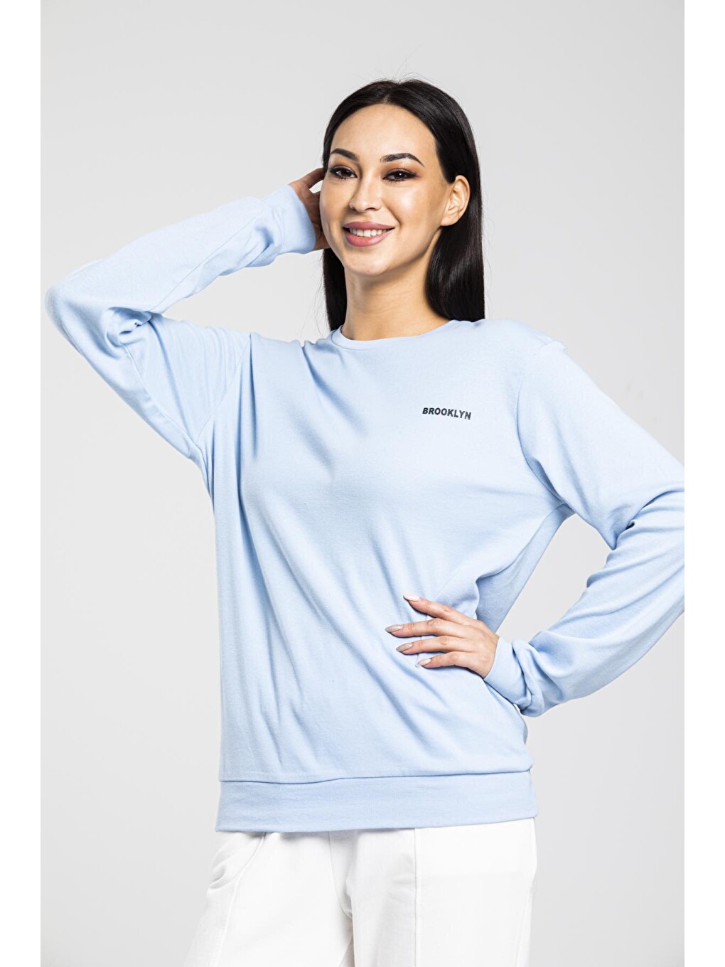 Mavi Bisiklet Yaka Uzun Kollu Dar Kalıp İnce Sweatshirt Spr21k18-3