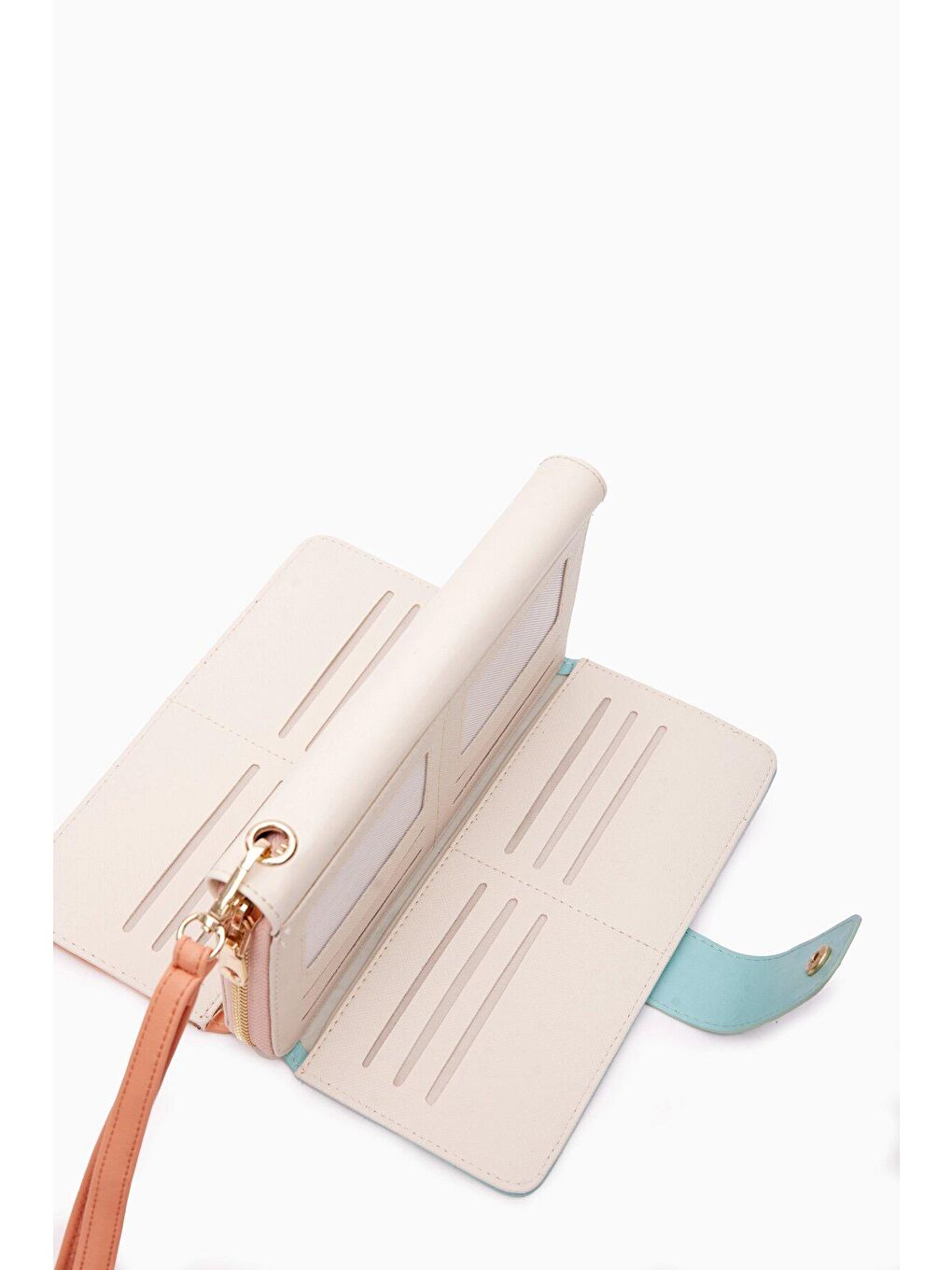 Turuncu Büyük Boy Renkli Kadın Cüzdan Ve El Çantası-4