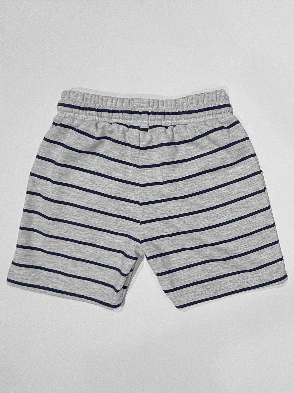 Basic Erkek Çocuk Çizgili Gri Şort-1
