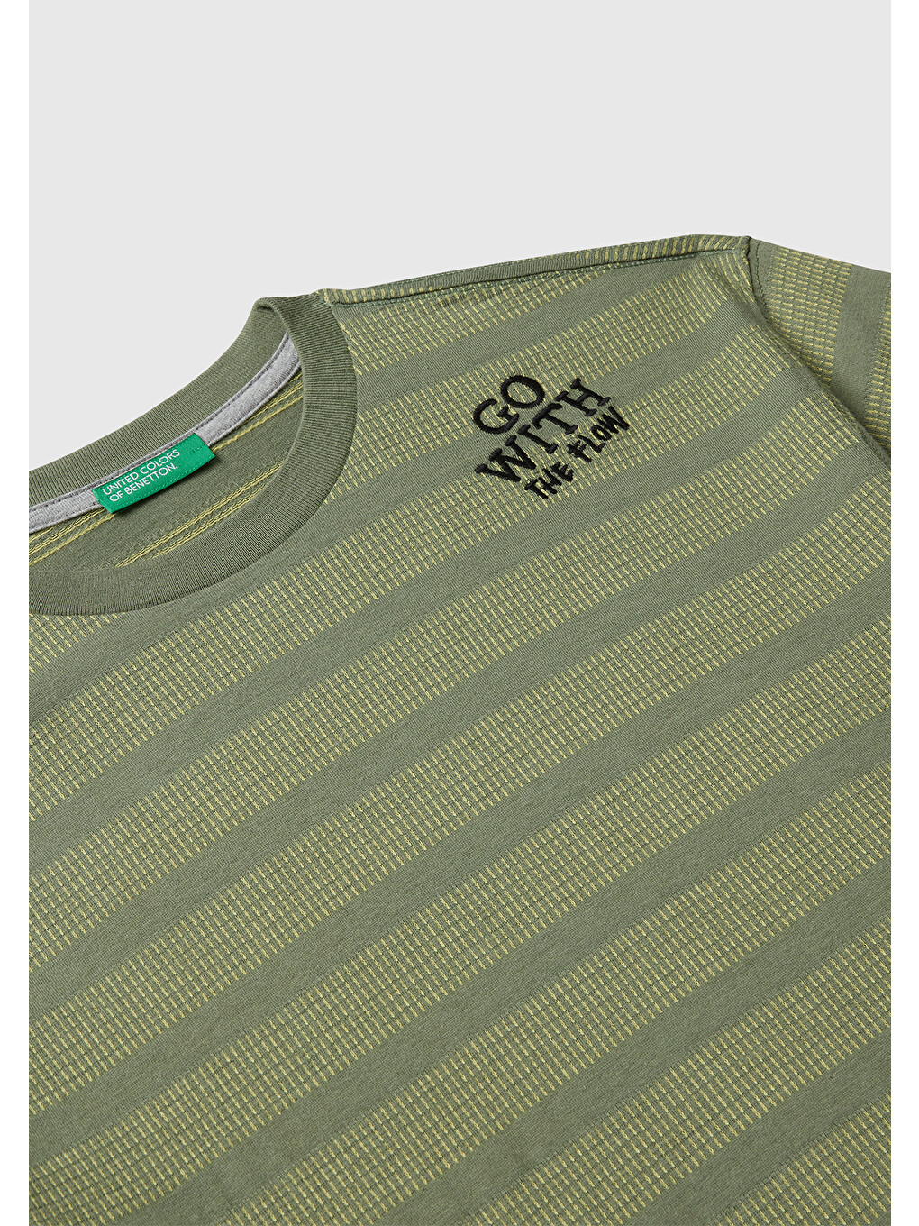 Erkek Çocuk Sarı Çizgili Önü Yazı Detaylı Kolu Logo Etiketli Oversize T-shirt-2