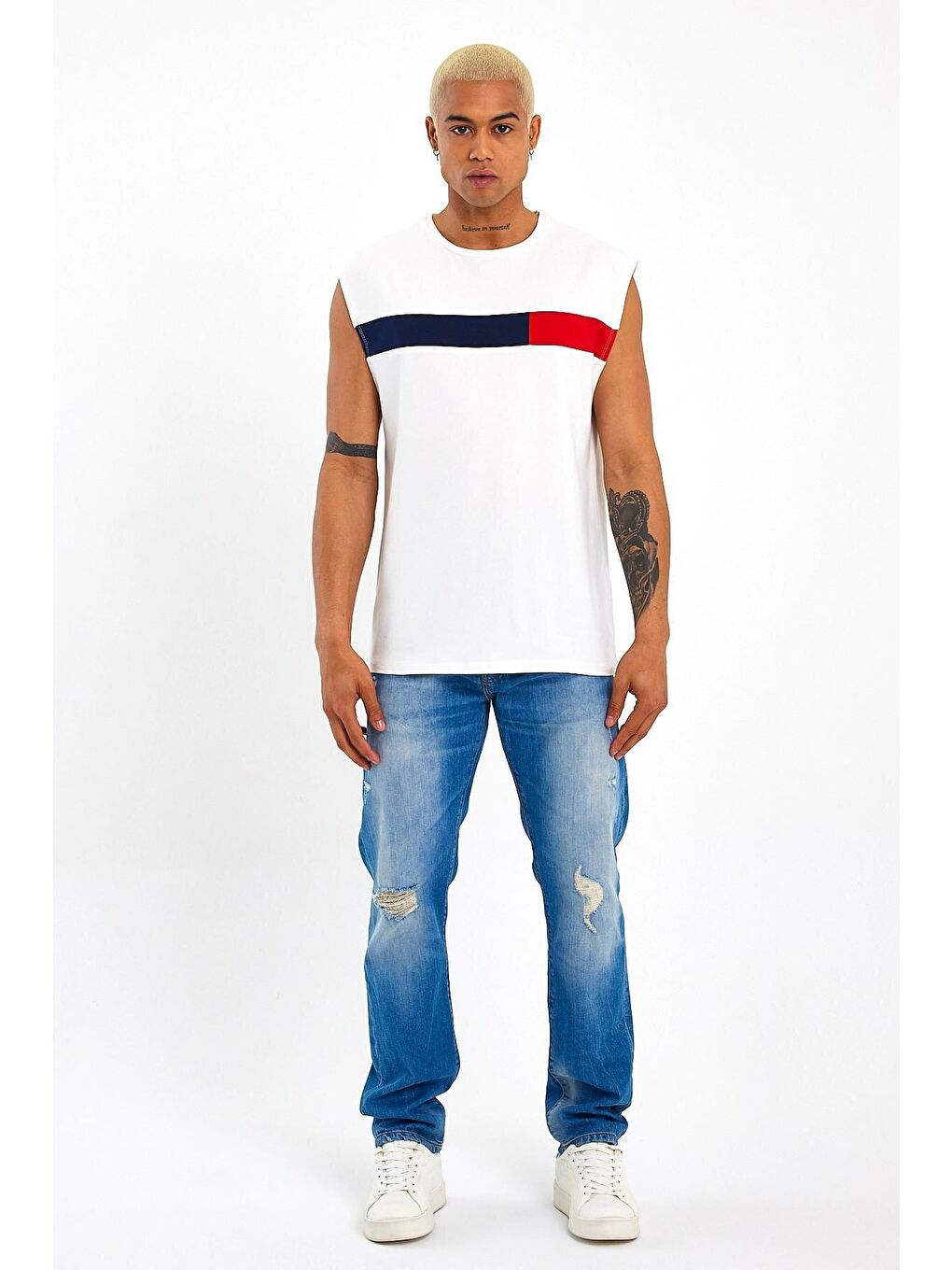 Ekru Bisiklet Yaka Regular Fit Garnili Erkek Tişört SPR23AT346-3