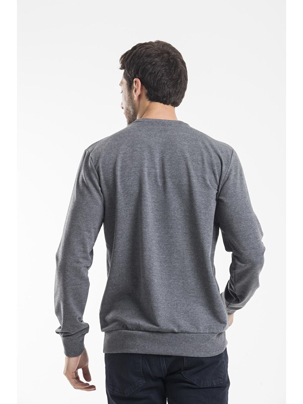 Süperlife Gri Erkek Bisiklet Yaka Regular Fit İnce Sweatshirt SPR 20K30 - 3