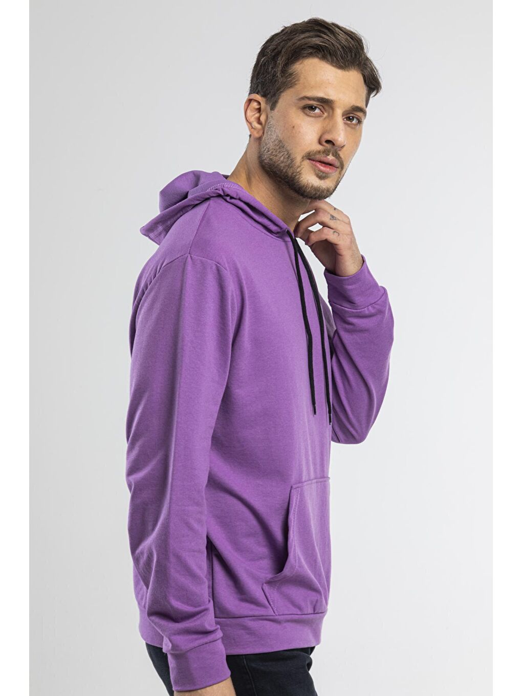 Süperlife Lila Kapüşonlu Uzun Kollu Baskılı Dar Kalıp İnce Erkek Sweatshirt SPR 2019K61 - 4