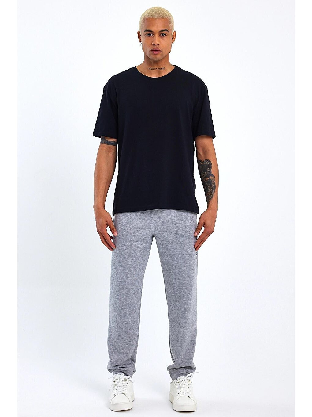 Gri Regular Fit Broklyn Baskılı İnce Erkek Jogger Eşofman Altı SPR 203