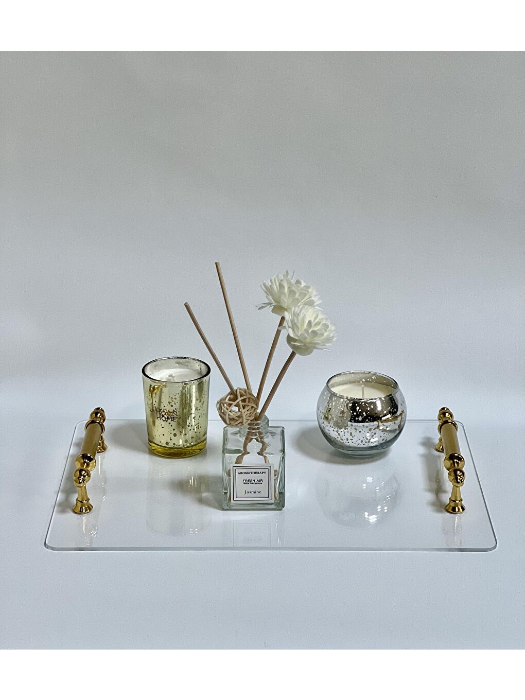 Sarı Şeffaf Sunum Tepsi Avangart Kulp-2