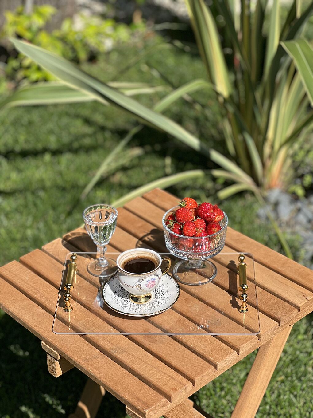 Sarı Şeffaf Sunum Tepsi Avangart Kulp