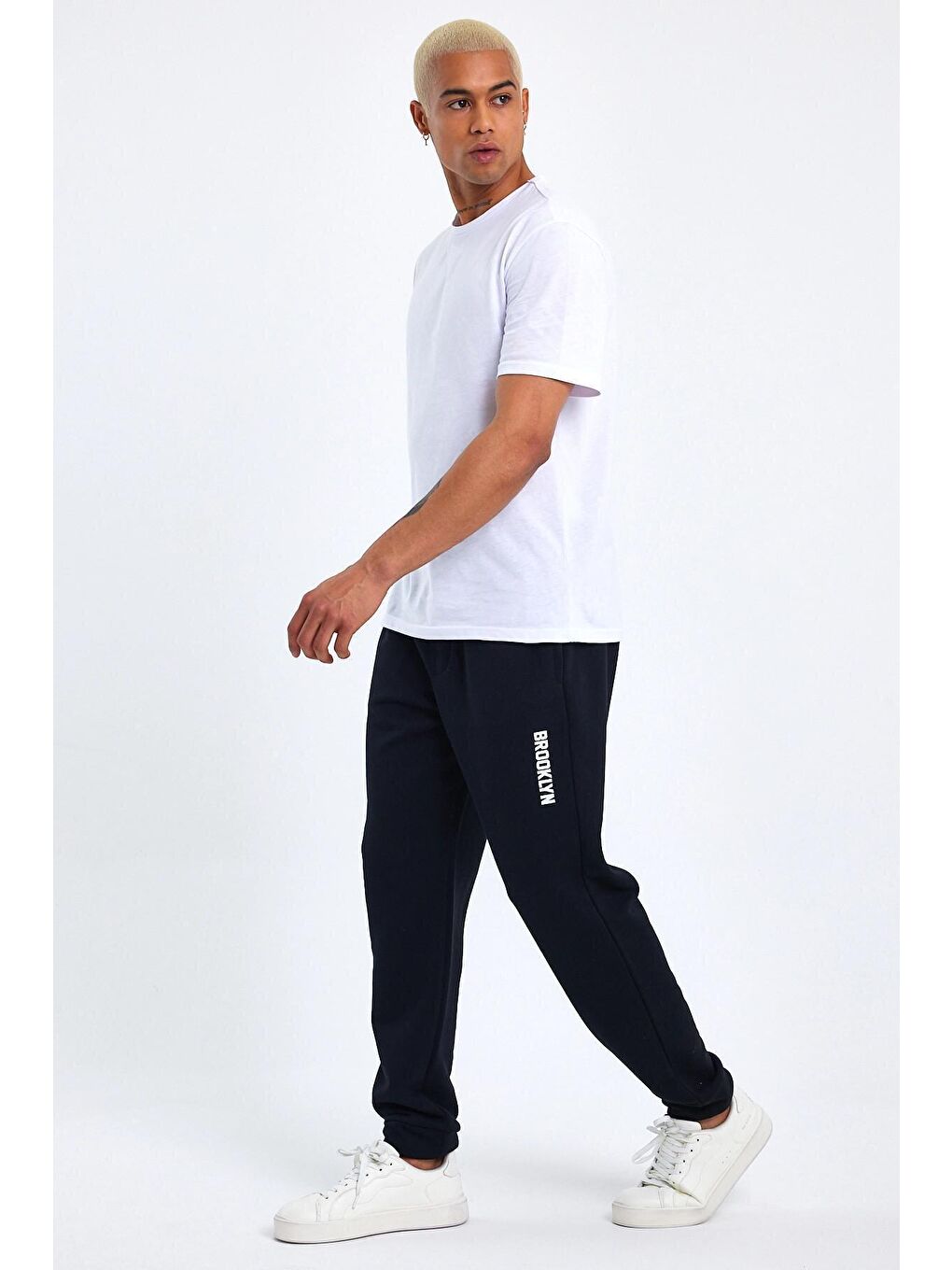 Siyah Regular Fit Broklyn Baskılı İnce Erkek Jogger Eşofman Altı SPR 203-1