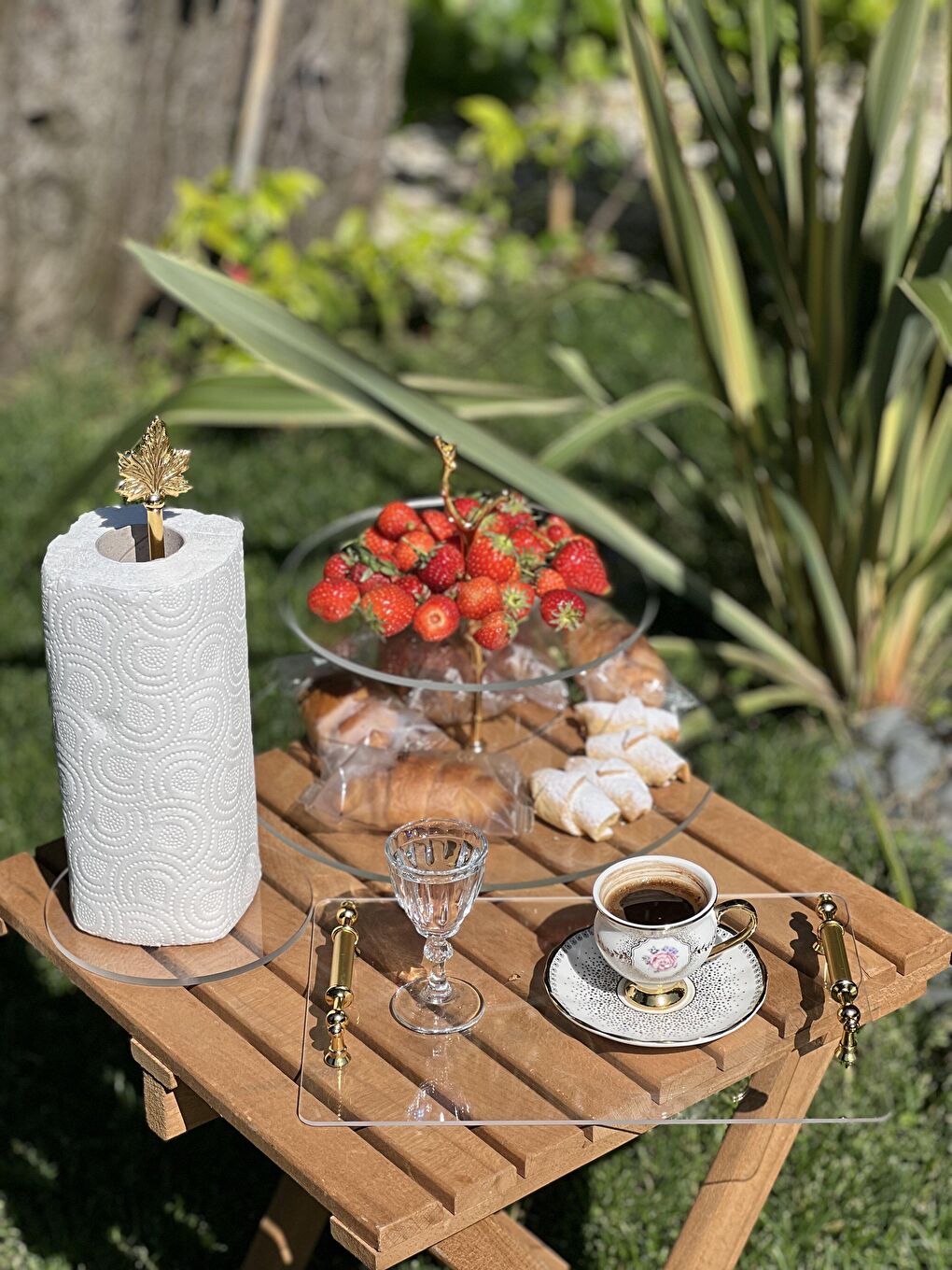 Sarı Şeffaf Sunum Tepsi Avangart Kulp-1