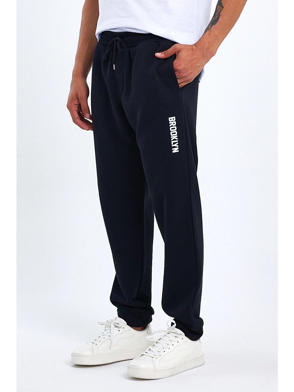 Siyah Regular Fit Broklyn Baskılı İnce Erkek Jogger Eşofman Altı SPR 203-4