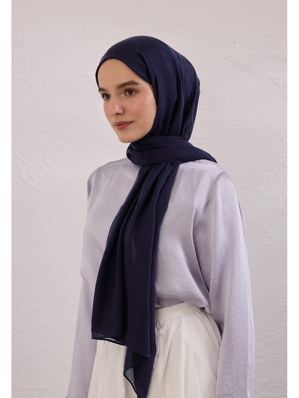 Lacivert Soft Viskon Şal Koyu Lacıvert-2