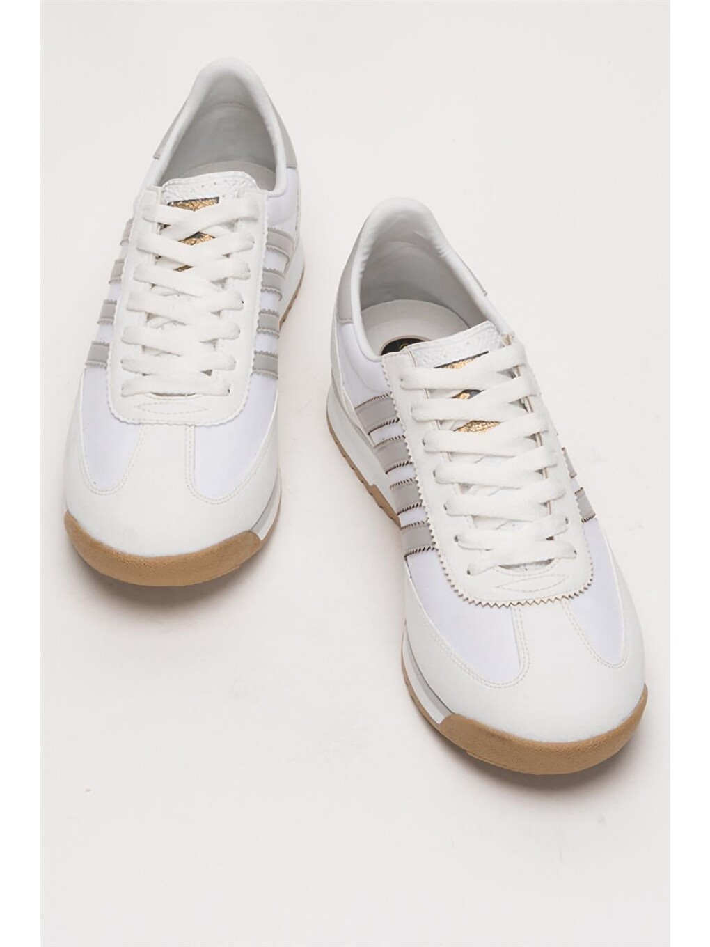 Erkek Günlük Rahat Taban Yumuşak Hafif Sneaker Bağcıklı Spor Ayakkabı Beyaz - Buz-10