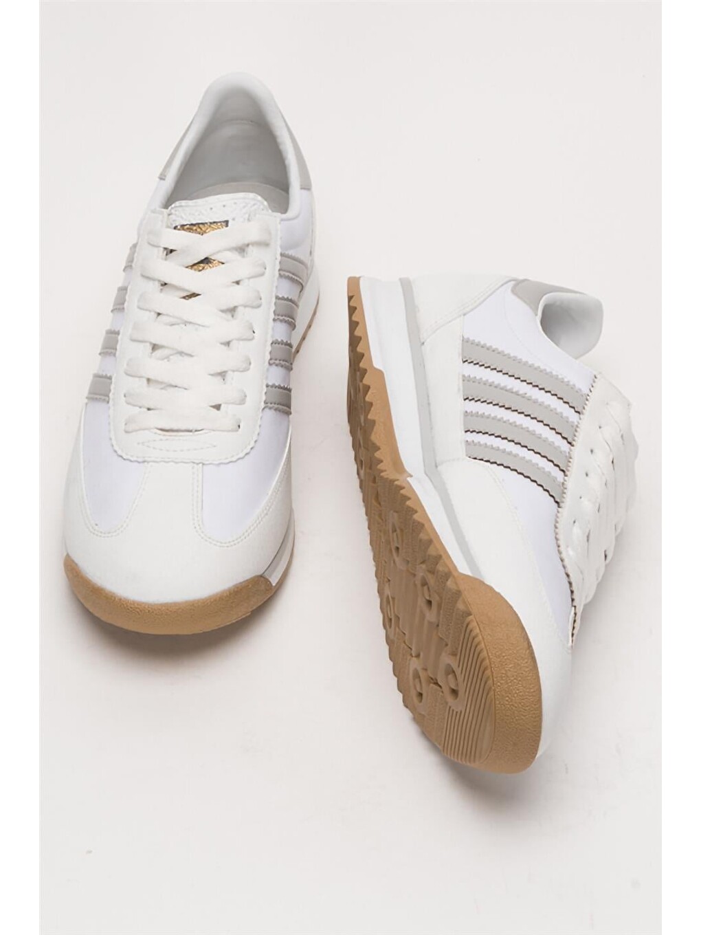 Erkek Günlük Rahat Taban Yumuşak Hafif Sneaker Bağcıklı Spor Ayakkabı Beyaz - Buz-12
