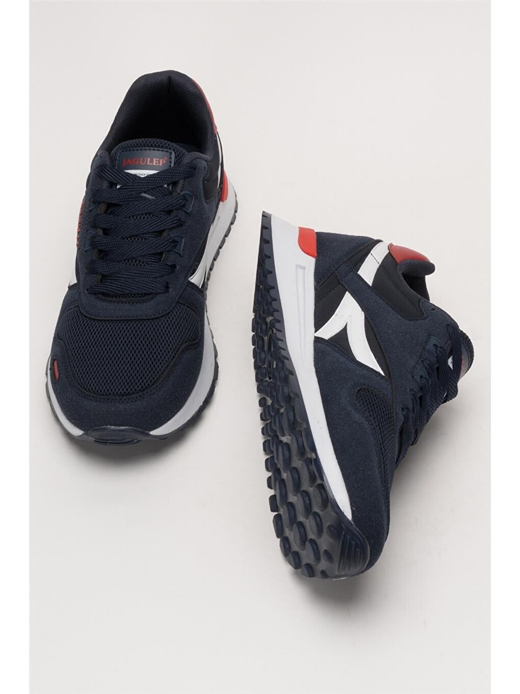 Erkek Ortopedik Günlük Yürüyüş Koşu Sneaker Spor Ayakkabı Lacivert - Kirmizi-12