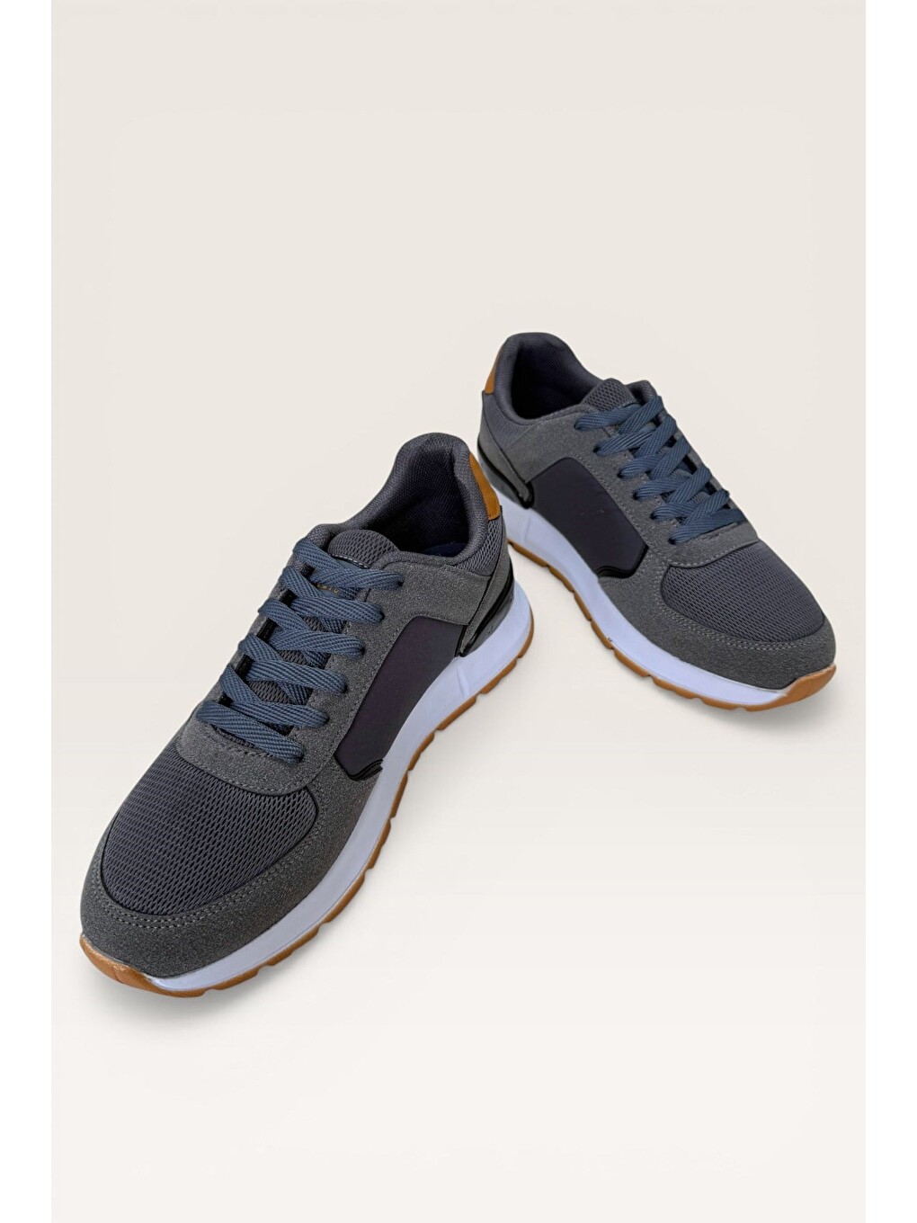 Gri Erkek Ortopedik Airfile Günlük Yürüyüş Koşu Sneaker Spor Ayakkabı Füme-2