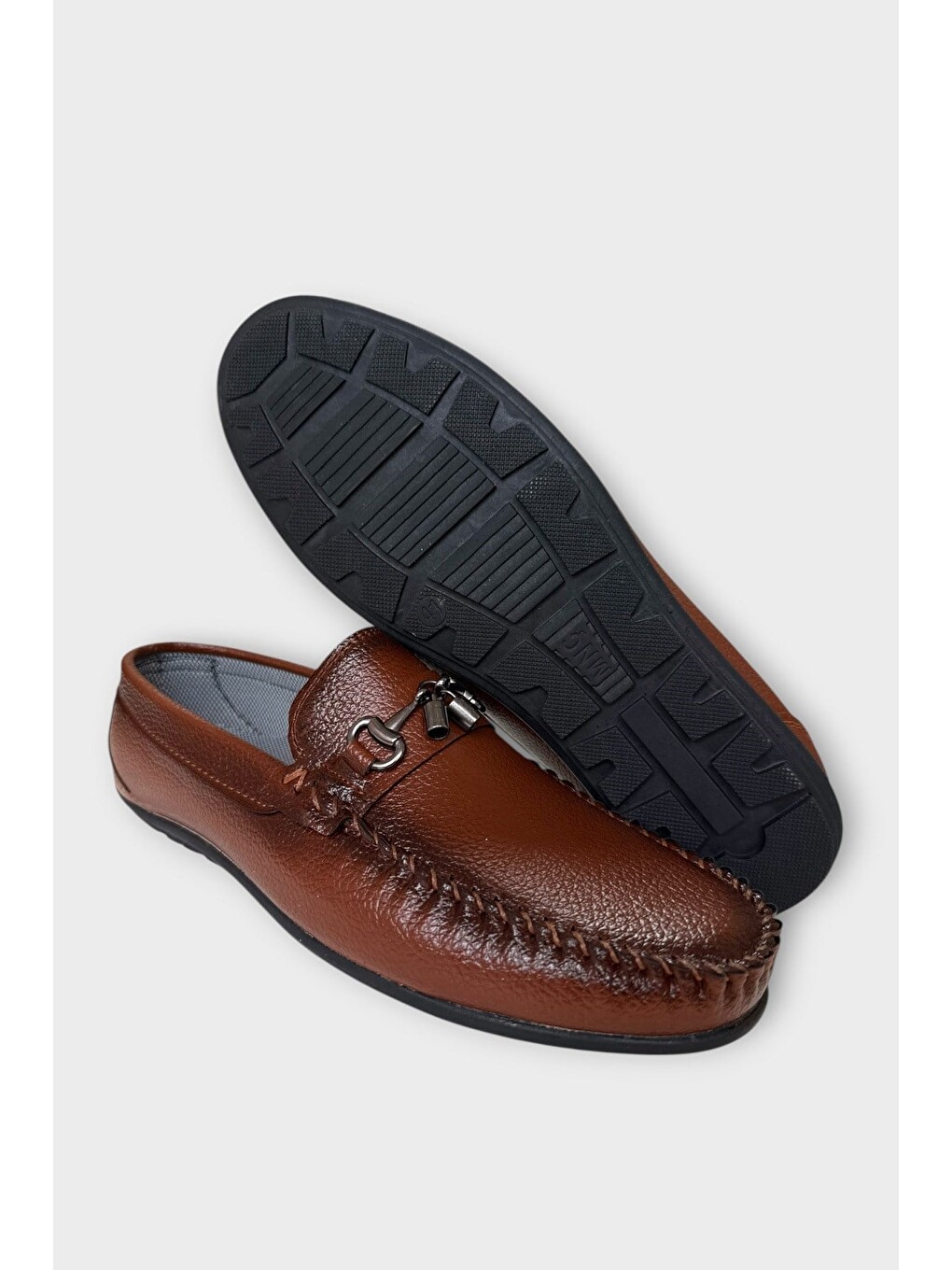 Kahverengi Demir Toka Detaylı Erkek Loafer Ayakkabı Taba-4