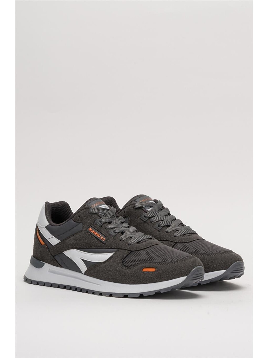 Gri Erkek Ortopedik Günlük Yürüyüş Koşu Sneaker Spor Ayakkabı Füme-6