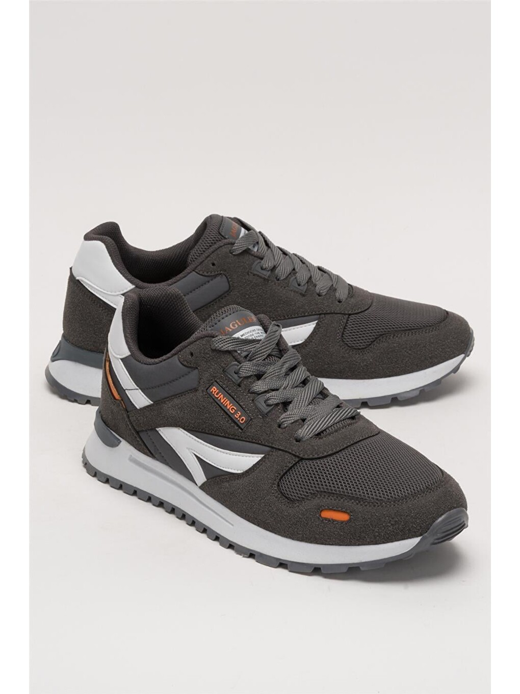Gri Erkek Ortopedik Günlük Yürüyüş Koşu Sneaker Spor Ayakkabı Füme-4