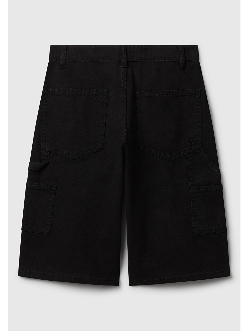 Erkek Çocuk Siyah Logo Ve Cep Detaylı Düğmeli Streç Denim Bermuda Şort-1