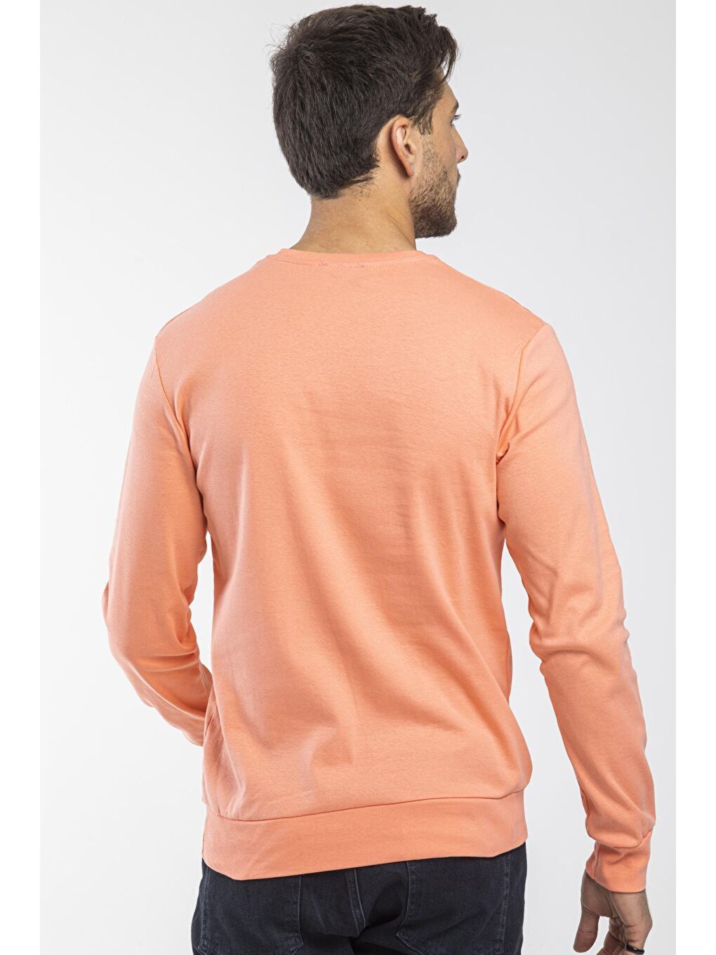 Turuncu Erkek Bisiklet Yaka Slim Fit İnce Sweatshirt SPR 20K17-3