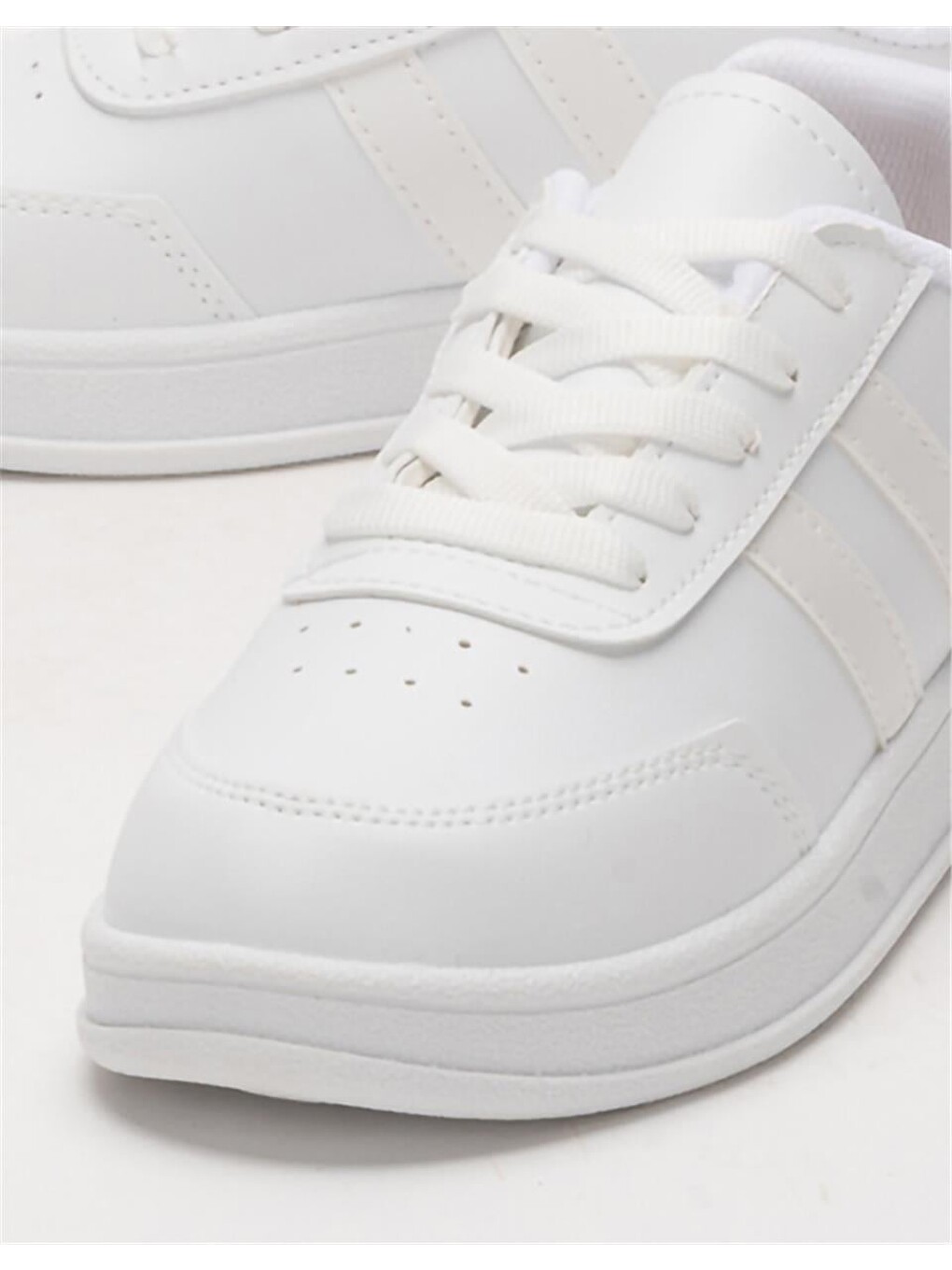 Unisex Düz Hafif Taban Günlük Sneaker Ayakkabı Beyaz-4