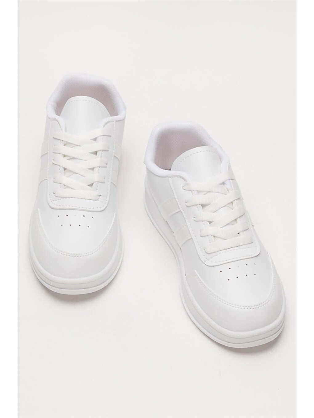 Unisex Düz Hafif Taban Günlük Sneaker Ayakkabı Beyaz-5