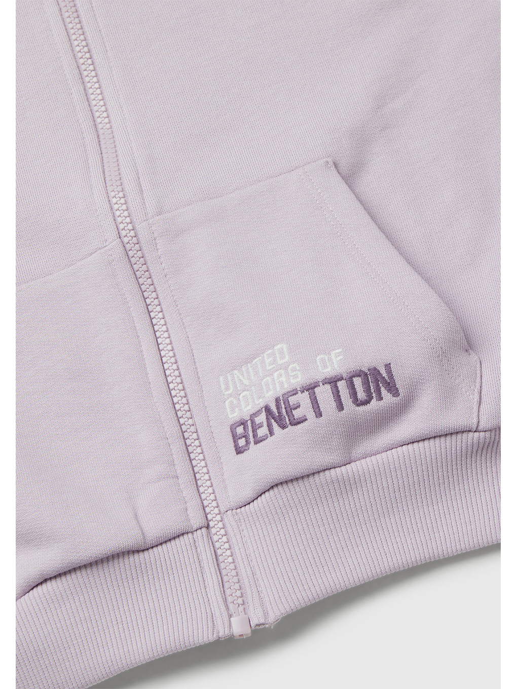Kız Çocuk Lila Önü Logo Nakışlı Cepli Fermuarlı Dik Yaka Sweatshirt-2