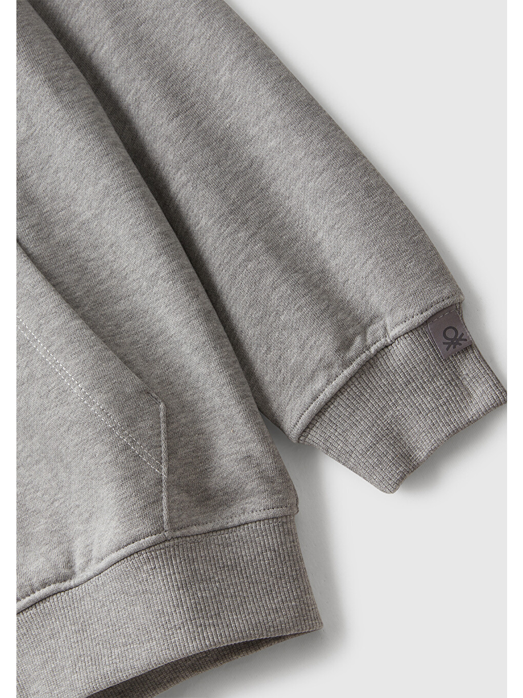 Erkek Çocuk Gri Melanj Logolu Etiket Detaylı Fermuarlı Kapüşonlu Sweatshirt-2