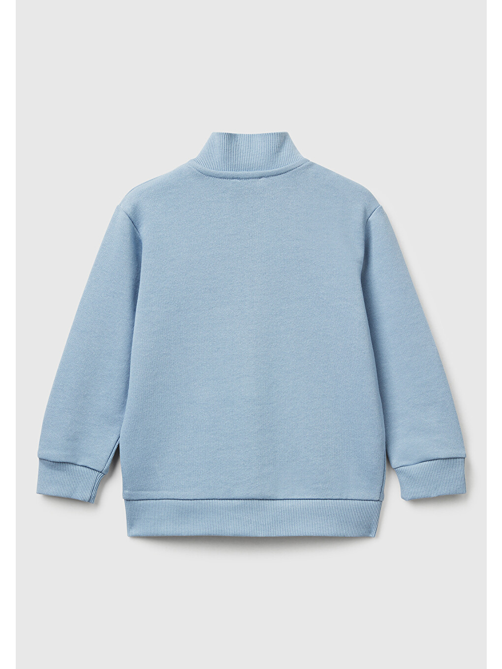 Erkek Çocuk Mavi Logo Detaylı Önü Fermuarlı Ribana Detaylı Sweatshirt-1