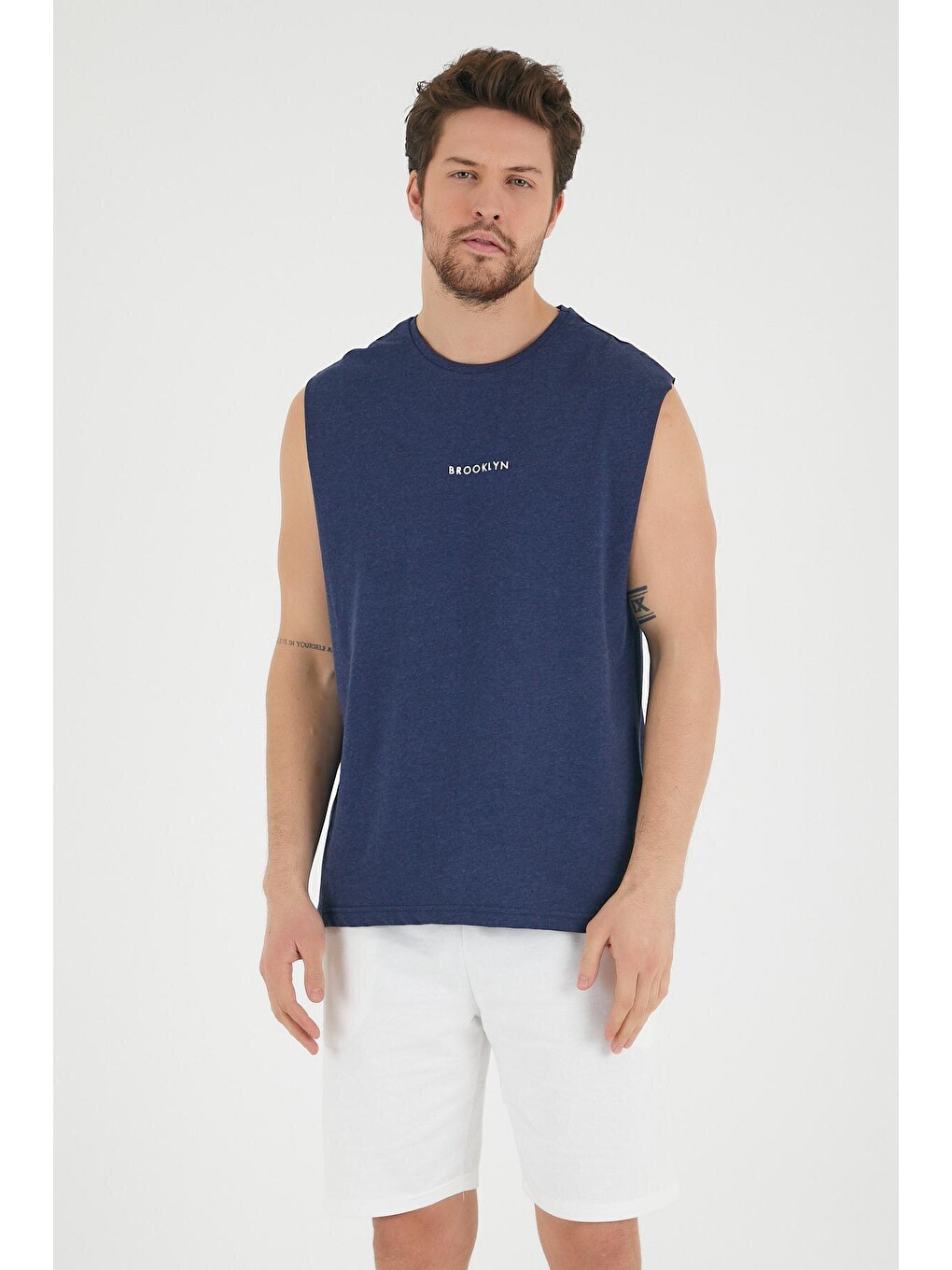 İndigo Erkek Bisiklet Yaka Regular Fit Brooklyn Baskılı Tişört Spr22ts122-4
