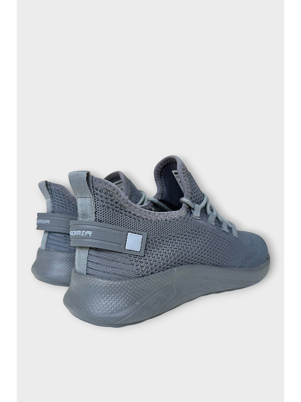 Gri Triko Bağcıklı Unisex Spor Ayakkabı Füme-3